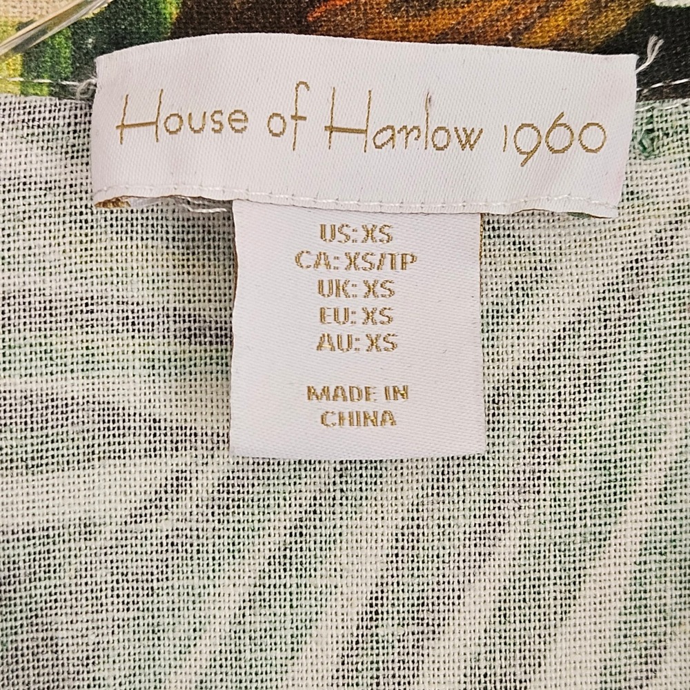 House of Harlow 1960 Tropical Linen Blend Button Down Utility Mini Dress XS - Picture 7 of 11